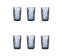 Quid Set de 6 vasos altos Maia de vidrio 40 zul, Vidrio, formato alto, acabado con relieve, 6 piezas