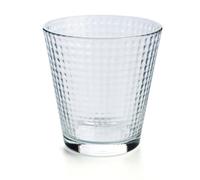 Quid Set de 6 vasos bajos Lina de vidrio 25 cl | Transparente, Vidrio, formato bajo, acabado con relieve, 6 piezas