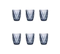 Quid Set de 6 vasos bajos Maia de vidrio 28 zul, Vidrio, formato bajo, acabado con relieve, 6 piezas