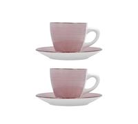 Quid Set de De 2 Tazas Con Platillo Vita Morning de Gres 22cl | Rosa, Gres, forma redondo, acabado brillo, 22cl