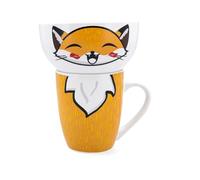 Quid SET INFANTIL MUG Y BOL CERÁMICO | Naranja, Cerámica, forma redonda, acabado decorado, 38 cl y 50 cl, 2 piezas, apto para microondas