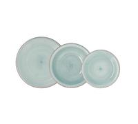 Quid Vajilla de gres Vita Aqua 18 piezas para 6 personas | Turquesa, diseño redondo, pintada a mano, apilable, apta para microondas
