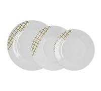 Quid Vajilla de porcelana Kansas 18 piezas para 6 personas | Verde, diseño redondo, acabado brillo, apilable, apta para microondas