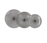 Quid Vajilla de porcelana Miami 18 piezas para 6 personas | Negro, diseño redondo, acabado decorado, apta para microondas
