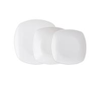 Quid Vajilla de porcelana Novo Vinci 12 piezas para 4 personas | Blanco, diseño cuadrado, apta para microondas