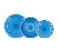 Vajilla vita azul quid 18 piezas gres azul