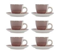 QUID VITA MORNING Set De 6 Tazas Con Platillo Cerámica 9CL Rosa Brillo Material cálido y natural para tu dia a dia Rosa