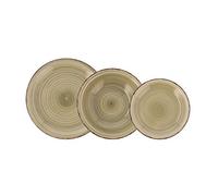 Quid Vita Natura Vajilla Cerámica 18 Piezas - 6 Personas Gres Apto Microondas Seque Los Platos Por Las Dos Caras Después De Cada Lavado Apilable