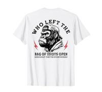 Quién dejó abierta la bolsa de idiotas en serio (en la parte posterior) Camiseta