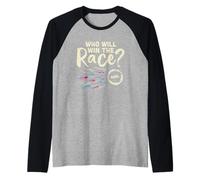 Quién ganará la Carrera revelación de género Baby Shower Rosa o Azul Camiseta Manga Raglan