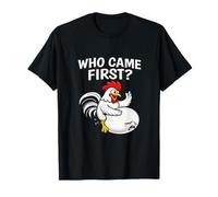 ¿Quién llegó el Primer Huevo de gallina desquiciado Divertido Gen Z Meme Obsceno Camiseta