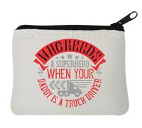 ¿Quién necesita un superhéroe cuando tu papá es un conductor de camioneta? Monedero de neopreno, 10 x 11 cm, color blanco, White, Talla única