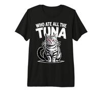 Quién se comió Todo el atún Gato Enojado Divertido Camiseta Premium