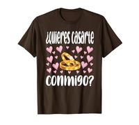 ¿Quieres casarte Conmigo? Propuesta de Matrimonio Camiseta, Hombre, Marrón, S