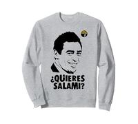 'Quieres Salami' diseño Oficial La Que se avecina Sudadera, Unisex para Adultos, Gris Jaspeado, L
