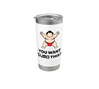 ¿Quieres Sumo This? Divertido Kawaii Sumo Wrestler Big Guy Vaso térmico de acero inoxidable de doble pared