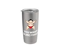 ¿Quieres Sumo This? Divertido Kawaii Sumo Wrestler Big Guy Vaso térmico de acero inoxidable de doble pared