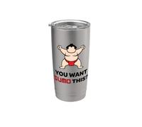 ¿Quieres Sumo This? Divertido Kawaii Sumo Wrestler Big Guy Vaso térmico de acero inoxidable de doble pared