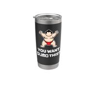 ¿Quieres Sumo This? Divertido Kawaii Sumo Wrestler Big Guy Vaso térmico de acero inoxidable de doble pared