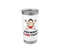 ¿Quieres Sumo This? Divertido Kawaii Sumo Wrestler Big Guy Vaso térmico de acero inoxidable de doble pared