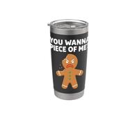 ¿Quieres un pedazo de mí, gracioso hombre de jengibre? Vaso térmico de acero inoxidable de doble pared