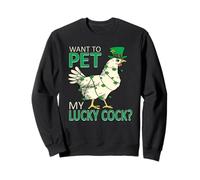 Quiero acariciar mi Polla de la Suerte Divertido Juego de Palabras de Pollo del día de San Sudadera