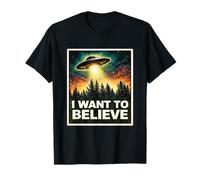 Quiero Creer en Cosmic Mystery UFO Craft Aliens Visitor Camiseta
