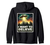 Quiero Creer en Cosmic Mystery UFO Craft Aliens Visitor Sudadera con Capucha
