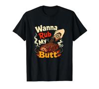 Quiero Frotar mi Trasero Barbacoa Cocina Condimento Humor Camiseta gráfica económica, Hombre, Negro, S