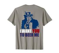 Quiero Que ME Cervezas Tío Sam July 4 Beber Meme EN LA Espalda Camiseta