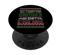 Quiero una Bandeja de Entrada de Correo electrónico vacía para el suéter Feo de Navidad PopSockets PopGrip Adhesivo