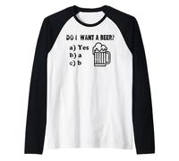 Quiero una Cerveza Pregunta Divertida de Beber Broma Humor Camiseta Manga Raglan