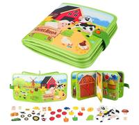 Quiet Book A partir de 1 año, Montessori libro silencioso,Granja de fieltro de dinosaurio 3D promover la motricidad fina juguetonamente, libro silencioso para viajes y casa,regalo juguetes a partir de