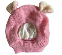 Quiet Ears - Orejeras para perros, protección contra el ruido, sombreros de punto para mascotas medianas a grandes, invierno, rosa cálido, beige, acogedor, suave, gorro de hilo elástico (rosa)