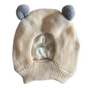 Quiet Ears - Orejeras para perros, protección contra el ruido, sombreros de punto para mascotas medianas a grandes, invierno, rosa cálido, beige, acogedor, suave, gorro de hilo elástico (beige)