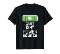 Quiet Is My Power Source Trabajadores remotos, Amantes de los Libros Camiseta gráfica económica, Hombre, Negro, S