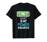 Quiet Is My Power Source Trabajadores remotos, Amantes de los Libros Camiseta gráfica económica, Hombre, Negro, XL
