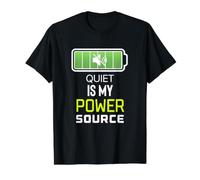 Quiet Is My Power Source Trabajadores remotos, Amantes de los Libros Camiseta gráfica económica, Hombre, Negro, M