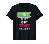 Quiet Is My Power Source Trabajadores remotos, Amantes de los Libros Camiseta gráfica económica, Hombre, Negro, S