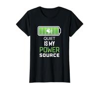 Quiet Is My Power Source Trabajadores remotos, Amantes de los Libros Camiseta gráfica económica, Mujer, Negro, L