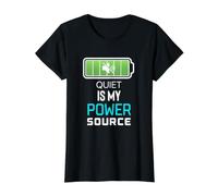 Quiet Is My Power Source Trabajadores remotos, Amantes de los Libros Camiseta gráfica económica, Mujer, Negro, L