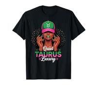 Quiet Luxury Taurus Afro Women Pink Green Cap Black Girl Camiseta