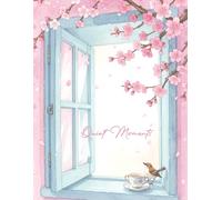 Quiet Moments: Watercolor Floral Notebook: Large Aesthetic Composition Book, 8.5 x 11 Inches, 120 College Ruled Pages, Cherry Blossom and Bird Illustration Cover for Women and Girls