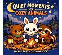 Quiet Moments with Cozy Animals: Bold and Easy Cute Animal Coloring Book with Calm Cozy Scenes for Stress Relief and Relaxation for Adults and Teens
