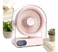 Quiet Table Fan - Rechargeable USB Desk Fan With 5-Speed Digital Scre