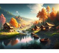 Quiet Village 1200 Piece Jigsaw Puzzles for Adults, Colourful, Challenging & Brainteasing Adult Puzzles 1200 Pieces Autumn, Fun jigsaws for The Whole Family 30x20 Inch