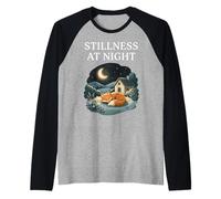 Quietud En La Noche Durmiendo Fox Acogedor Luna Calma Cottagecore Camiseta Manga Raglan
