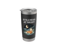 Quietud En La Noche Durmiendo Fox Acogedor Luna Calma Cottagecore Vaso térmico de acero inoxidable de doble pared