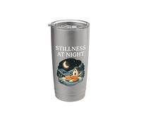Quietud En La Noche Durmiendo Fox Acogedor Luna Calma Cottagecore Vaso térmico de acero inoxidable de doble pared