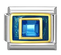 Quiges - 9 mm Italian Style Charm Módulo Acero Inoxidable Sapphire azul Circonita 9 mm para Italiano pulseras